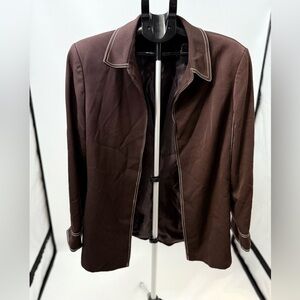 Women John Meyer Brown Lined Open Free Flowing Blazer Jacket Size 16